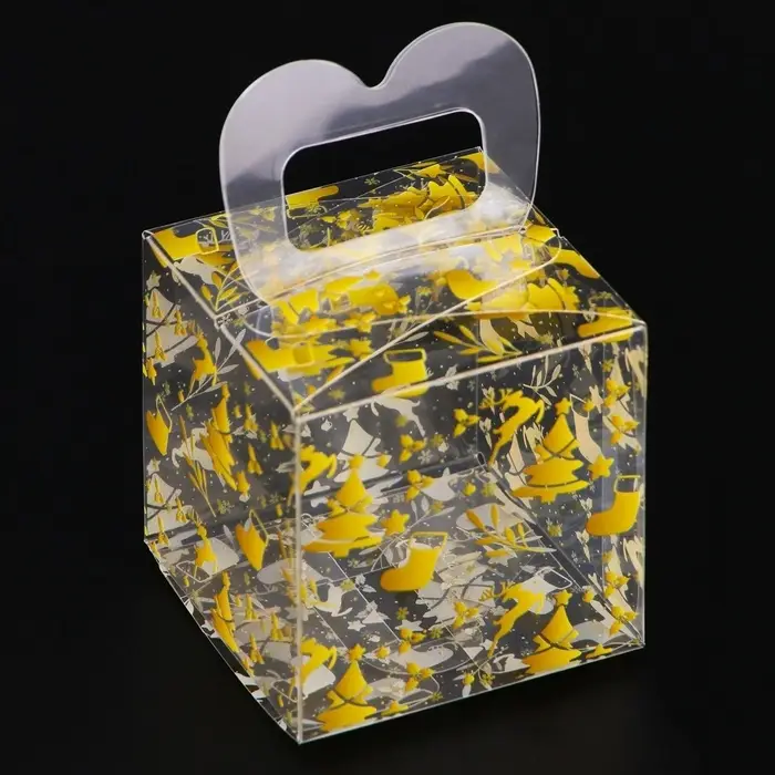 Коробка подарочная новогодняя складная ПВХ «Ёлочки» 5×5×5 см Коробка подарочная новогодняя складная ПВХ «Ёлочки» 5×5×5 см