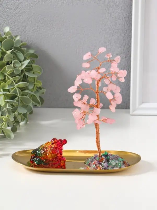 Сувенир "Денежная жаба и дерево" 60 камней 8,5х17,8х11,5 см