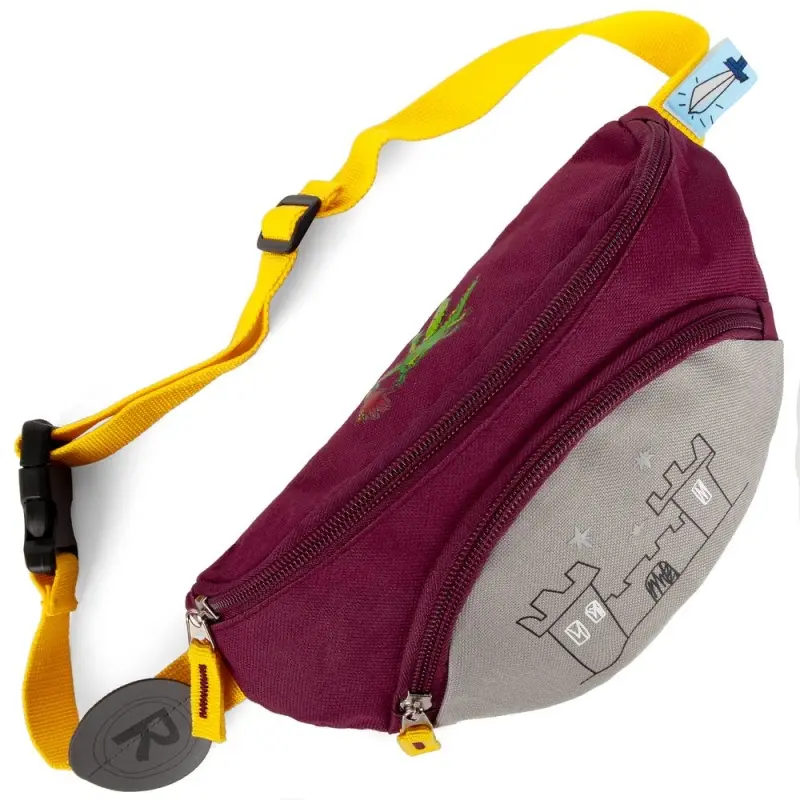 Поясная сумка детская Kiddo, бордовая с серым Поясная сумка детская Kiddo, бордовая с серым