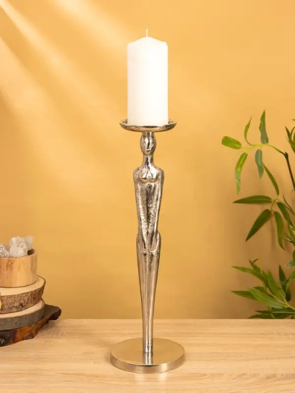 Подсвечник "Цивилизация" 13х13х 41 см, алюминий, цв. серебро