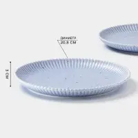 Тарелки Доляна &laquo;Коралл&raquo;, d=20.8 см, набор 2 шт., фарфор, голубые