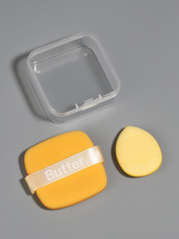 Набор спонжей д/макияжа 2 шт: капля, пуховка в пласт футляр латекс желтый пакет QF Набор спонжей д/макияжа 2 шт: капля, пуховка в пласт футляр латекс желтый пакет QF