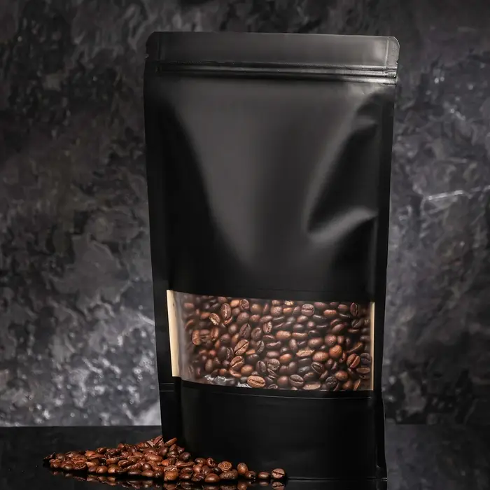 Пакет Zip-lock Крафт с прямоугольным окном, чёрный,20×30×5 см