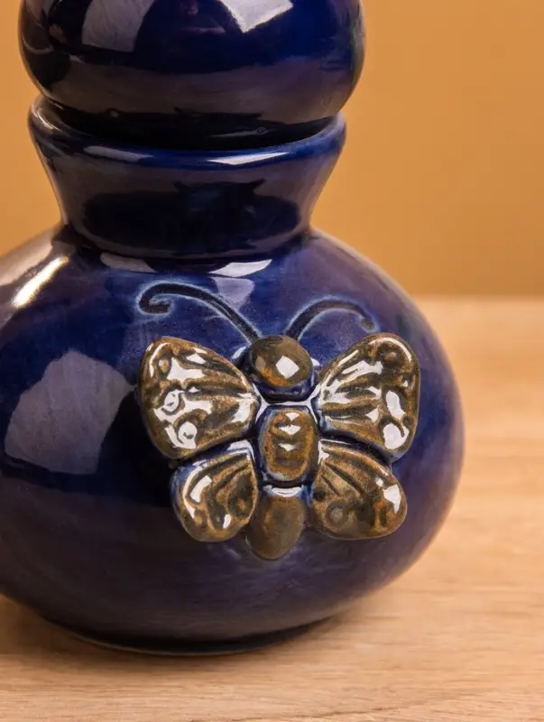 Сосуд для масла "Бабочка" керамика, цв. синий, 8х8х10 см