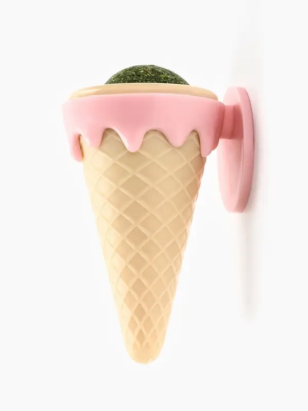 Игрушка для кошек из кошачьей мяты &laquo;Мороженое&raquo;, 5&times;4 с, на основании, розовая