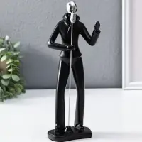 Сувенир полистоун "Вокалист" чёрный с серебром 6,5х10х26,5 см