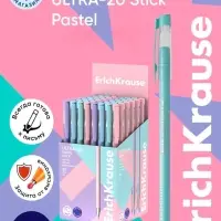 Ручка шариковая ErichKrause ULTRA-20 Stick Pastel, Super Glide, узел 0.7 мм, синяя