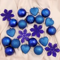 Ёлочные игрушки &laquo;Амур&raquo;, набор 30 шт. (16 шаров, 6 сердец, 8 снежинок), синие
