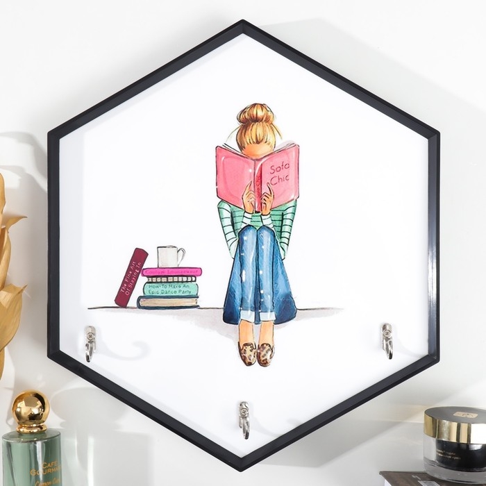 Крючки декоративные 3 крючка Крючки декоративные 3 крючка "Девушка с книгой" 34х30 см