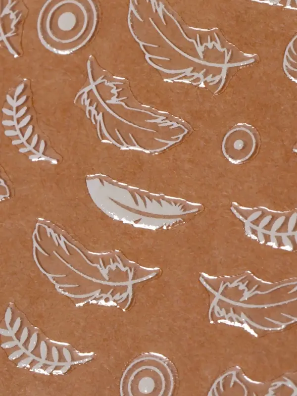 Наклейки для ногтей &laquo;Воздушные перья&raquo;, флуоресцентные, белые