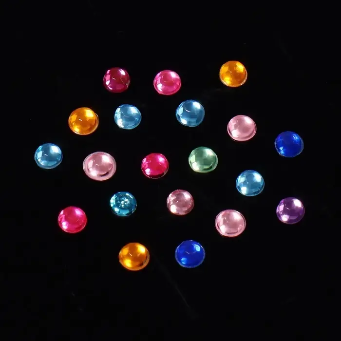 Стразы для декора, круглые, разноцветные