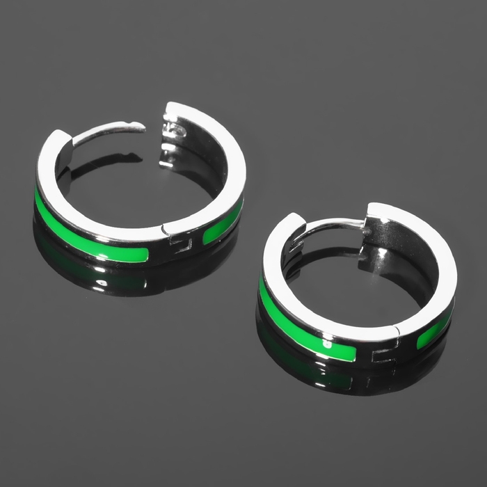 Швензы-кольца родированные «Локо» d=20 мм, цвет зелёный в серебре