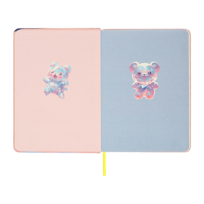 Записная книжка подарочная 96л,линия, цветной срез,обложка ПВХ 3D Мишка (17,7х12,4см)