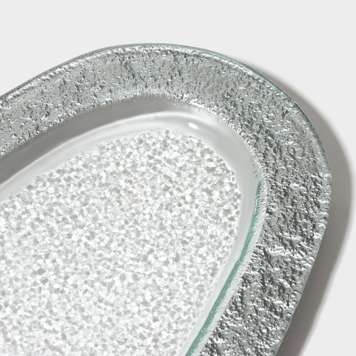 Блюдо стеклянное сервировочное Magistro «Сияние», 16×32×1,5 см, цвет серебряный