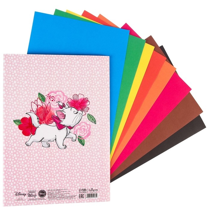 Картон цветной, А4, 8 листов, 8 цветов, немелованный, односторонний, в папке, 220 г/м², Коты Аристократы Картон цветной, А4, 8 листов, 8 цветов, немелованный, односторонний, в папке, 220 г/м², Коты Аристократы