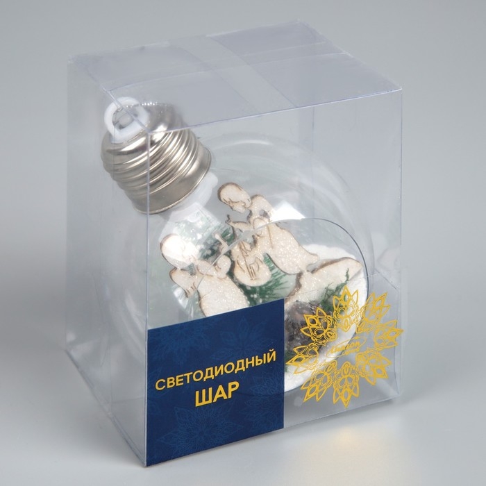 Ёлочный шар «Ангелочки», батарейки, 1 LED, свечение тёплое белое Ёлочный шар «Ангелочки», батарейки, 1 LED, свечение тёплое белое