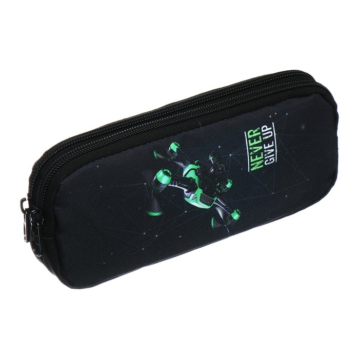 Пенал мягкий, 2 отделения, объёмный, 90 х 220 х 40 мм, Stavia Пенал мягкий, 2 отделения, объёмный, 90 х 220 х 40 мм, Stavia "Дрон" чёрный/зелёный 86242