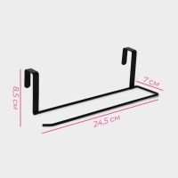 Держатель для полотенец на дверцу 3 см Доляна, подвесной, 24,5×8,5×7 см, цвет черный