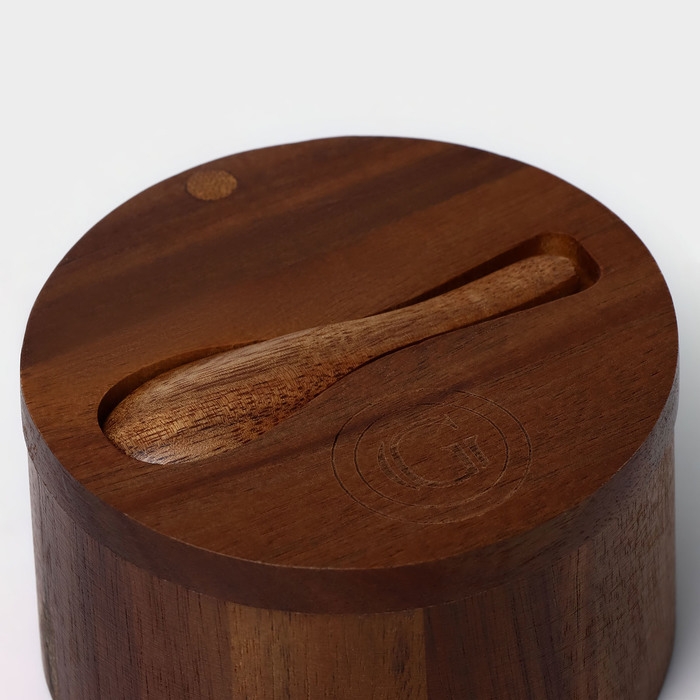 Банка для специй с ложкой, 10×6 см, акация Банка для специй с ложкой, 10×6 см, акация