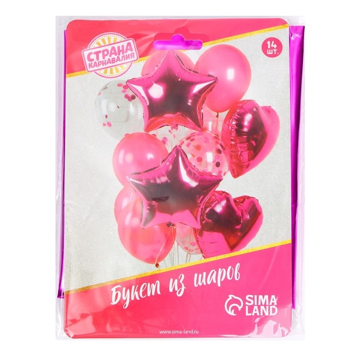 Букет из шаров «Романтика», фольга, латекс, в наборе 14 шт., фуксия Букет из шаров «Романтика», фольга, латекс, в наборе 14 шт., фуксия