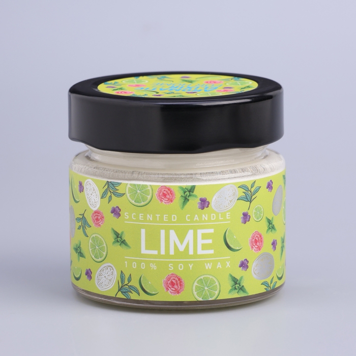Свеча ароматическая в банке  Свеча ароматическая в банке "Мятный лайм", совый воск, 80 г