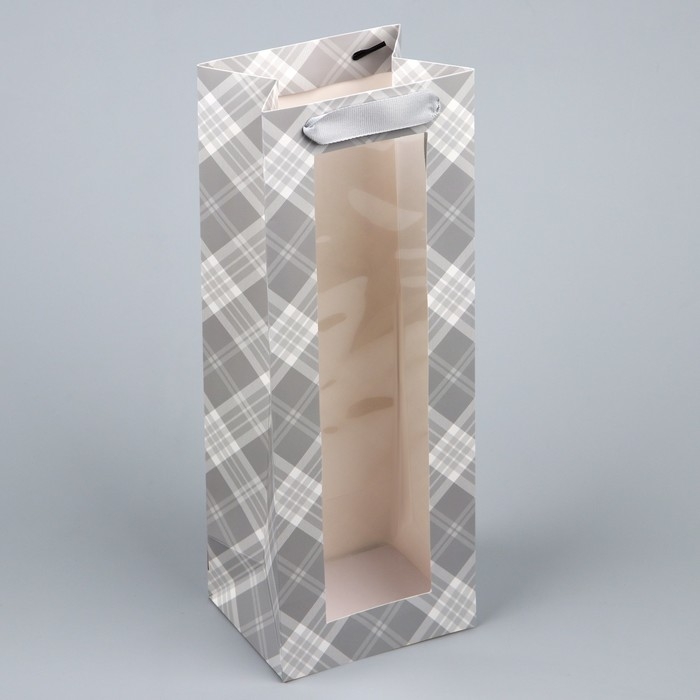 Пакет подарочный под бутылку, упаковка, «Клетка», 36 х 13 х 10 см Пакет подарочный под бутылку, упаковка, «Клетка», 36 х 13 х 10 см
