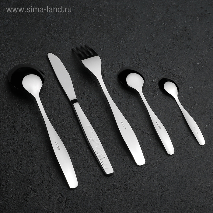 Набор столовый «Лира», 30 предметов, декоративная коробка, цвет серебряный Набор столовый «Лира», 30 предметов, декоративная коробка, цвет серебряный