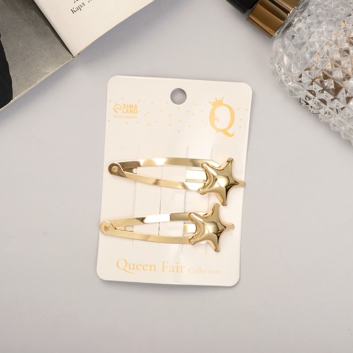 Невидимка для волос  Невидимка для волос "Аманда" (набор 2 шт) звезда, 6,5 см, золото