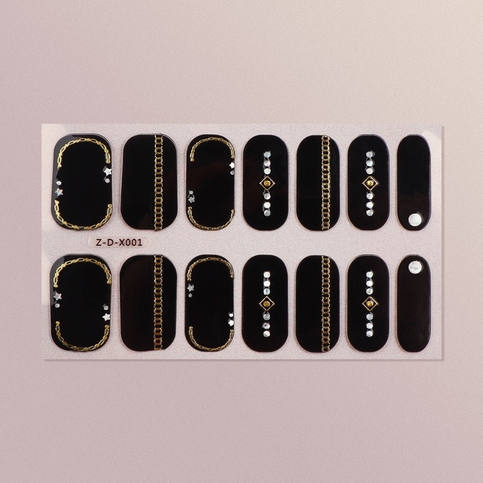Лаковые полоски для маникюра, 14 шт, цвет чёрный Лаковые полоски для маникюра, 14 шт, цвет чёрный