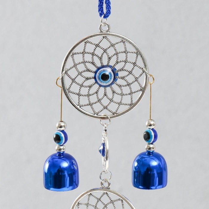 Музыка ветра металл, пластик Музыка ветра металл, пластик "Круги цветов от сглаза" 5 колокольчиков h=30 см