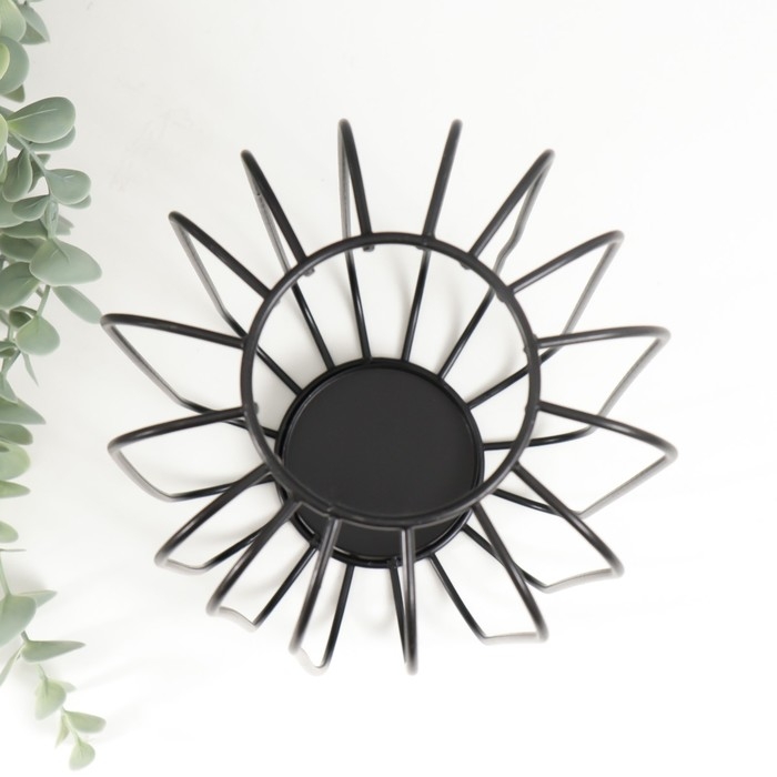 Подсвечник металл на 1 свечу "Лофт. Прутья" чёрный 24х13,5х13,5 см