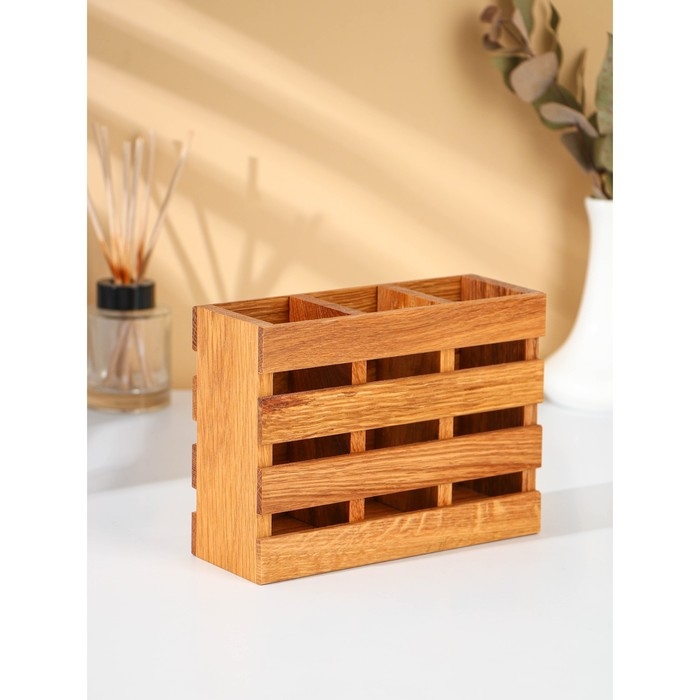 Подставка для столовых приборов Adelica, с тремя секциями, 19×7×14 см, дуб Подставка для столовых приборов Adelica, с тремя секциями, 19×7×14 см, дуб