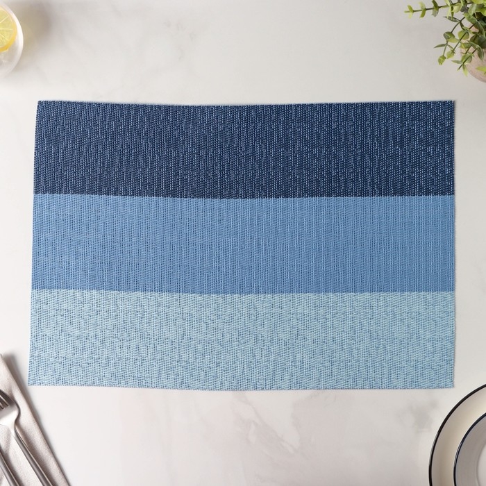 Салфетка сервировочная на стол «Три полосы», 45×30 см, цвет голубой