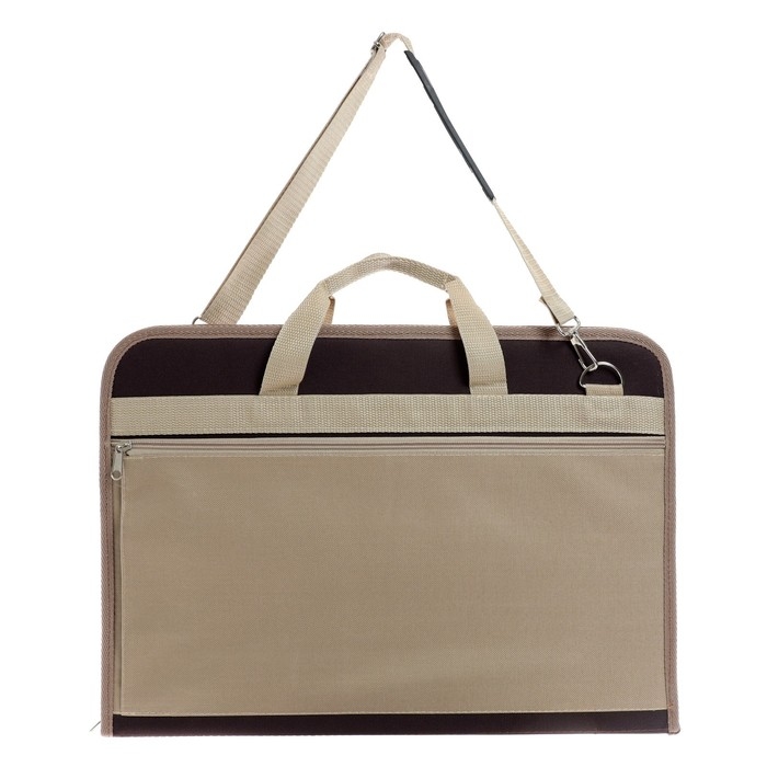 Папка для чертежей и рисунков для художников А3, 450 х 320 х 30 мм, с ручками, каркасная, с карманом, коричневая/бежевая, Estado