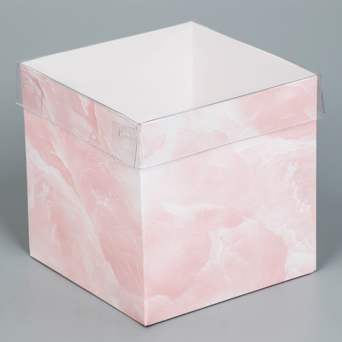 Коробка подарочная для цветов с PVC крышкой, упаковка, «Мрамор», 12 х 12 х 12 см Коробка подарочная для цветов с PVC крышкой, упаковка, «Мрамор», 12 х 12 х 12 см