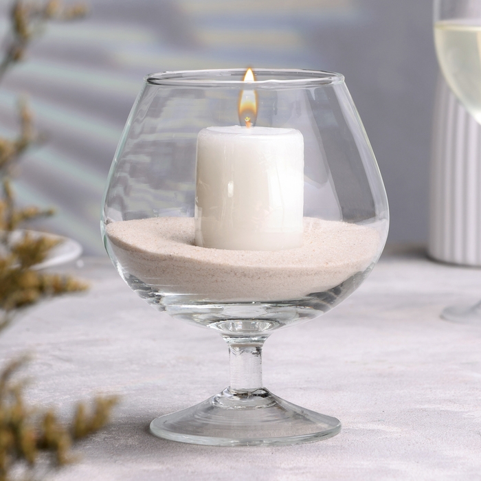 Ваза-подсвечник Ваза-подсвечник "Бренди" с белой свечой, 11,5×13,8 см, 9 ч, стекло