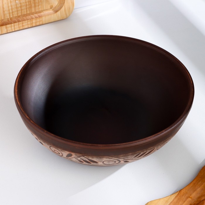 Салатник классический «Ангоб», 1л, 6 х 18,5 х 18,5см