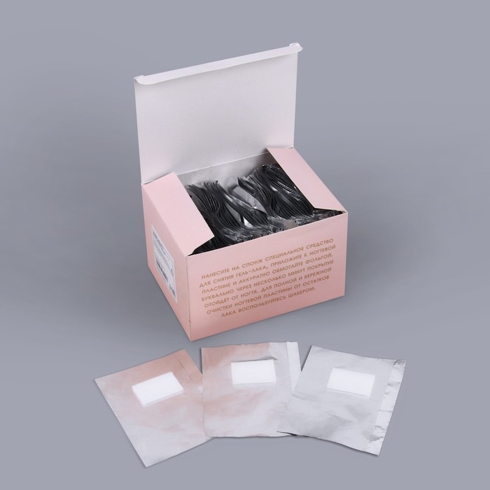 Фольга для снятия гель-лака с текстильным спонжем, 100 шт Фольга для снятия гель-лака с текстильным спонжем, 100 шт