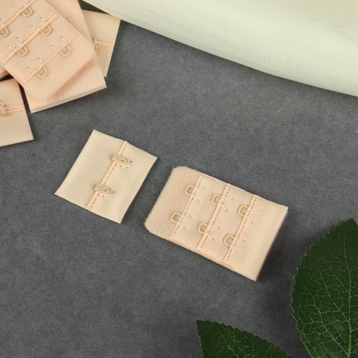 Застёжка для бюстгальтера, 3 ряда 2 крючка, 3,3 × 2,8 см, 3,3 × 5 см, 10 шт, цвет бежевый