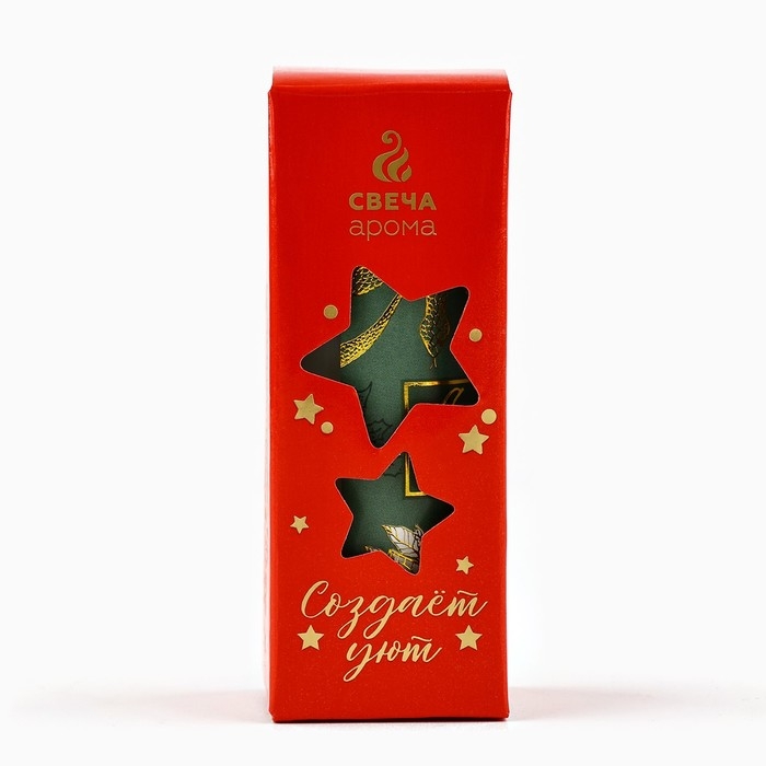 Свеча новогодняя «С новым годом», на Новый год, аромат зеленый чай, 9 х 3,5 см