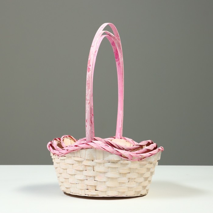 Набор корзин плетеных (бамбук),19xH7,5X9,5x31см,22x9x11x34,24x9x11см,5x35см, 3 шт, розовая Набор корзин плетеных (бамбук),19xH7,5X9,5x31см,22x9x11x34,24x9x11см,5x35см, 3 шт, розовая