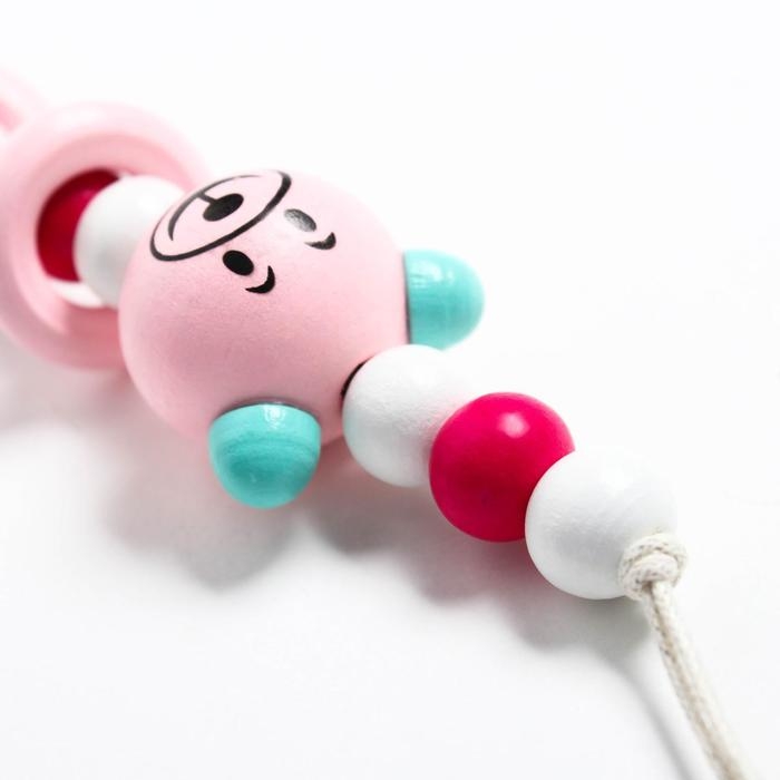 Держатель для соски - пустышки «Мишка», деревянный, цвет розовый Держатель для соски - пустышки «Мишка», деревянный, цвет розовый