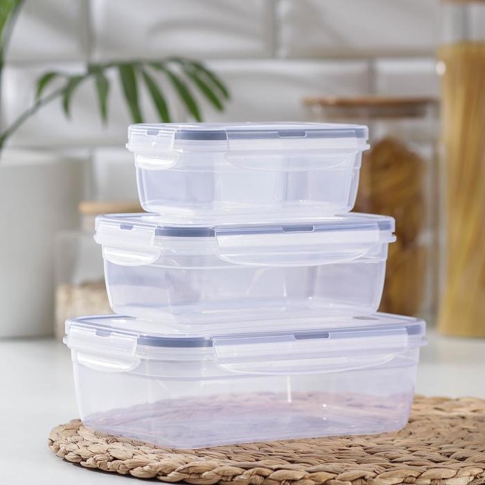 Набор ланч-боксов прямоугольных, 3 шт: 1,3 л, 0,7 л, 0,4 л Набор ланч-боксов прямоугольных, 3 шт: 1,3 л, 0,7 л, 0,4 л