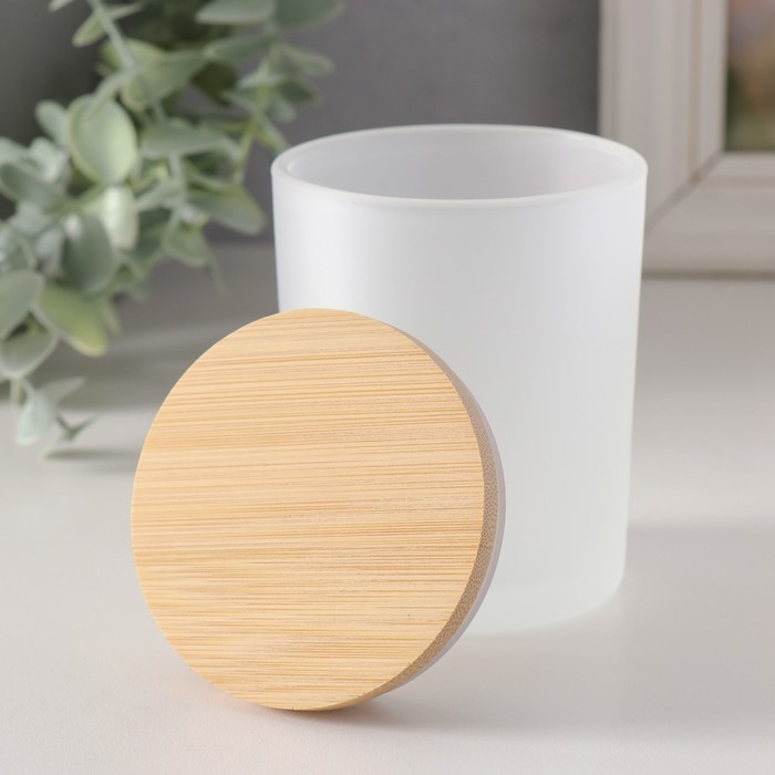 Банка для свечей стекло с крышкой Банка для свечей стекло с крышкой "Белая полуматовая" 220 мл 7х7х8,4 см