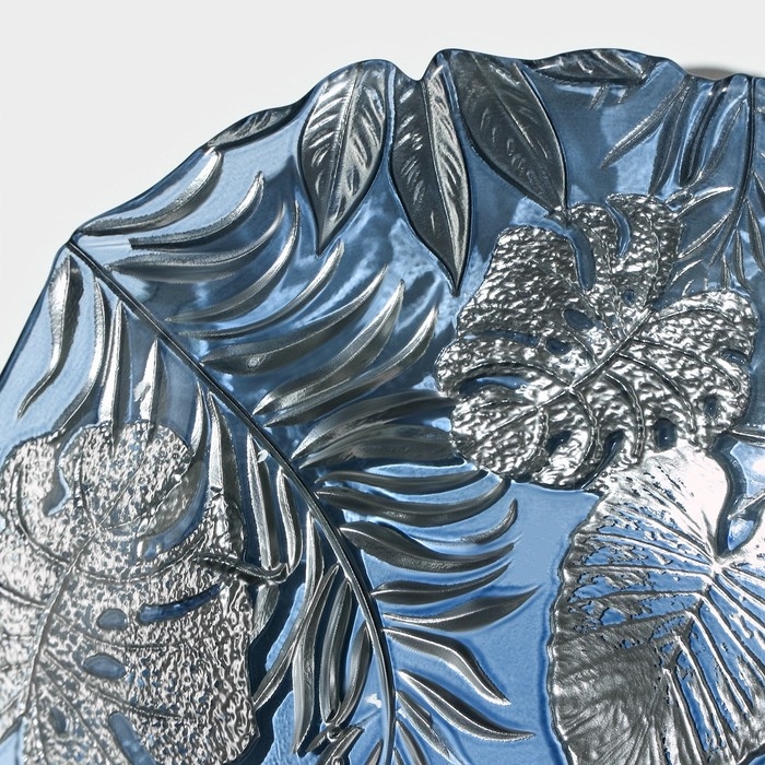 Тарелка стеклянная «Арабис», d=21,5 см, цвет голубой Тарелка стеклянная «Арабис», d=21,5 см, цвет голубой