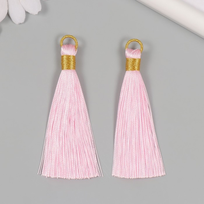 Декор для творчества текстиль Декор для творчества текстиль "Кисть. Оливия" розовый набор 2 шт 8х1,2 см