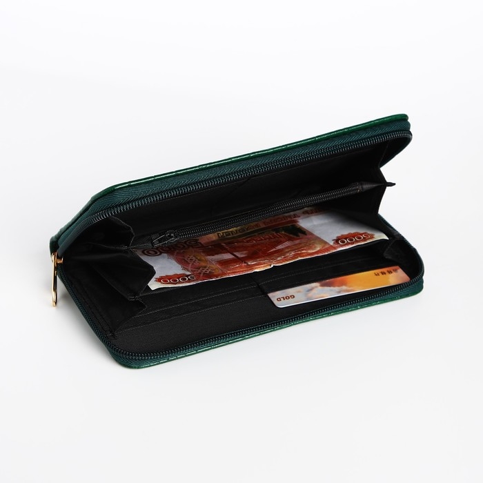 Кошелёк женский на молнии, цвет зелёный