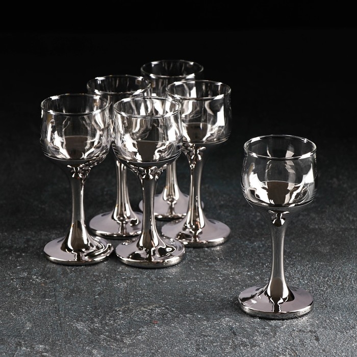 Набор рюмок «Поло», 55 мл, 6 шт, цвет серебряный Набор рюмок «Поло», 55 мл, 6 шт, цвет серебряный