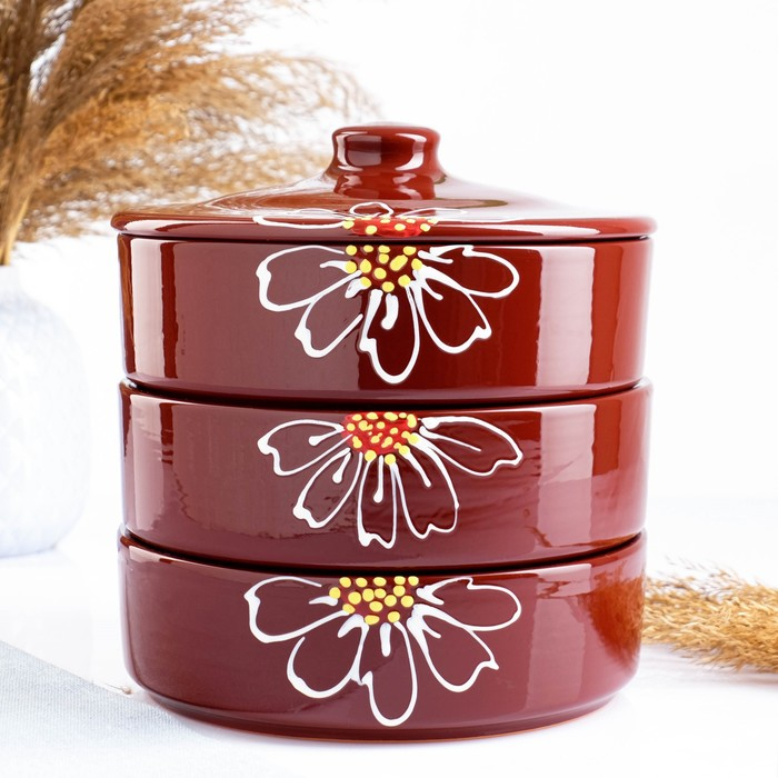 Набор для холодца  Набор для холодца "Подарочный" 3х0,75л, ромашка коричневая