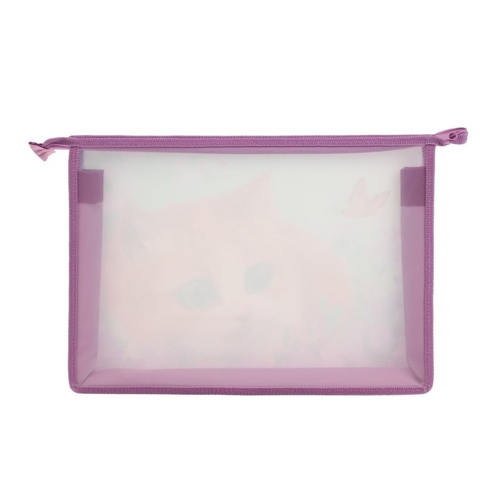 Папка для тетрадей А4, 325 х 230 х 55 мм, молния сверху, пластиковая, ПМ-А4-29 Calligrata Папка для тетрадей А4, 325 х 230 х 55 мм, молния сверху, пластиковая, ПМ-А4-29 Calligrata "Котик"